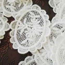 10Pcs/Lot White Cotton Organza Embroidery Fabric Lace Patch Trim Clothes Wedding Dress Diy Applique Scrapbooking