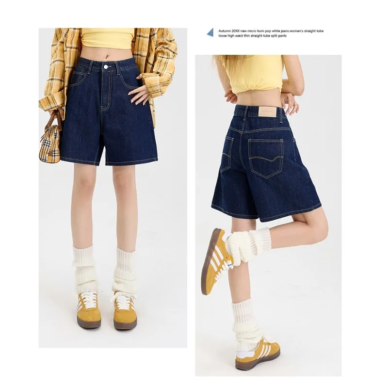 

Y2k Shorts Denim Shorts Vintage Loose Fit Wide Leg Cargo Mid Length Summer Casual High Waist Retro Design