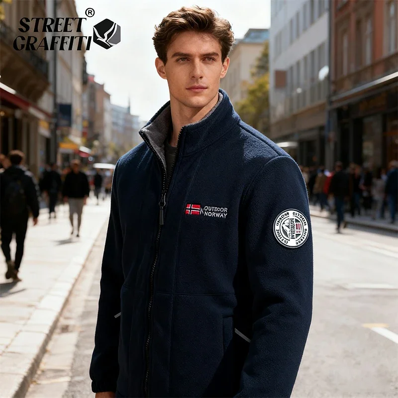 

Fleece Jacket for Autumn and Winter, Thick and Warm, Windproof and Cold Proof, Loose and Oversized, Outdoor Sports Stand Up Coll