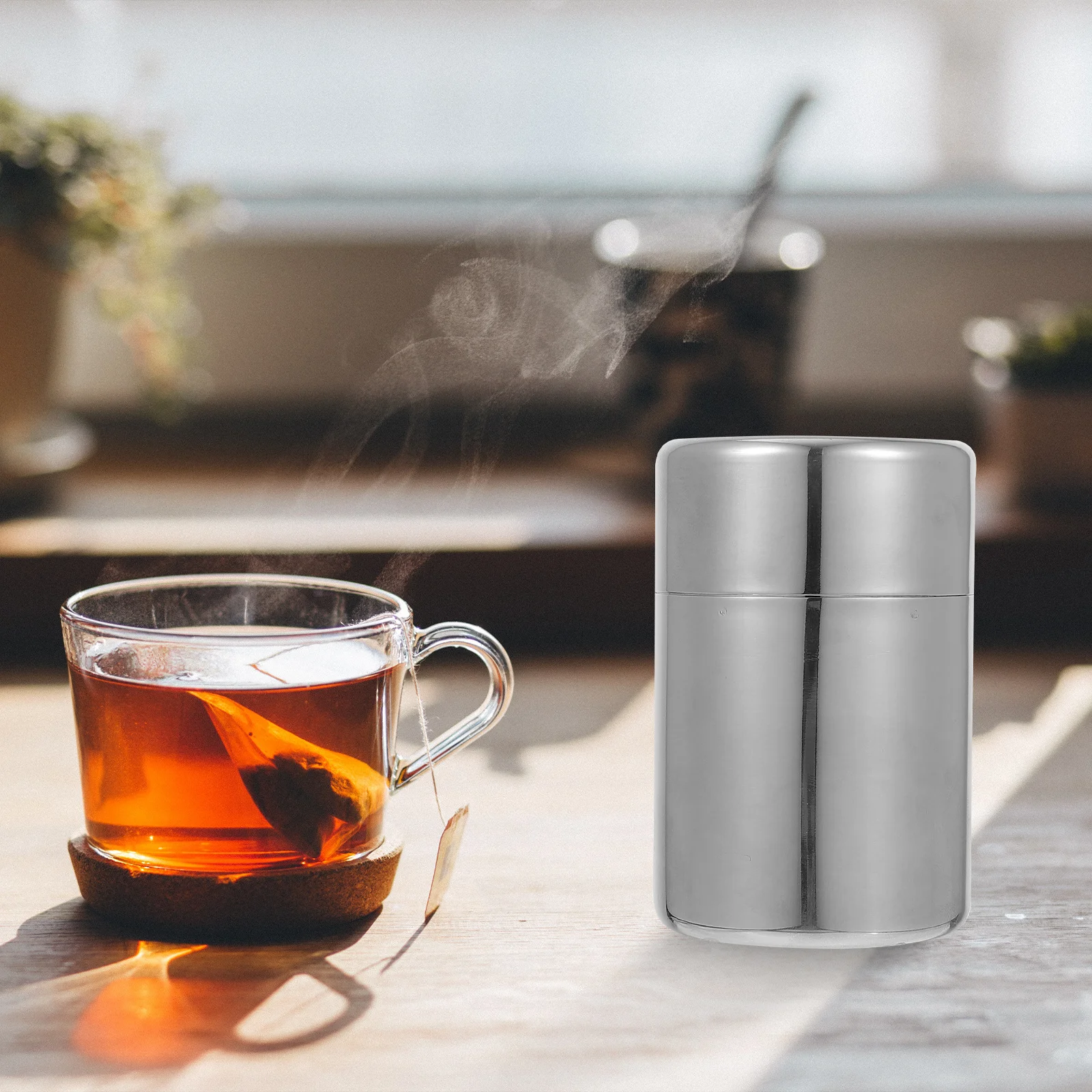 

1Pcs Stainless Steel Tea Canisters Airtight Containers Sturdy Long Term Use Delicate Details Home Tea-Leaf Jars