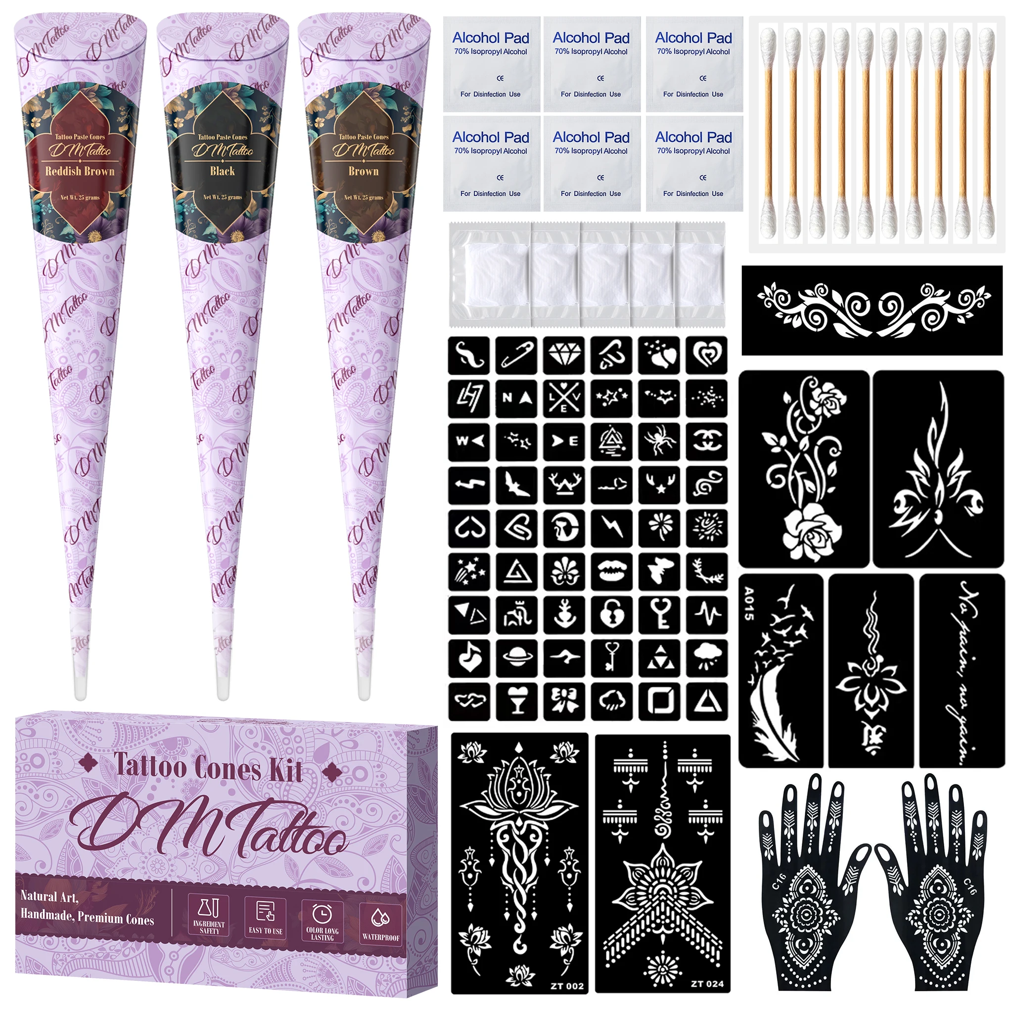 DM Temporary Waterproof Tattoo Sticker Flower Bird Butterfly Dreamcatcher Body Arm Sleeve Chest Fake Totem for Women Men