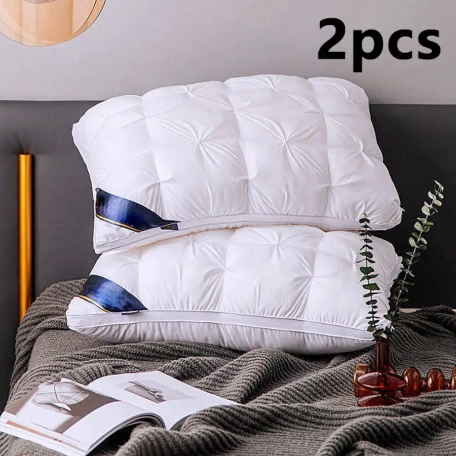 King-Size Pillow Set 2Pack, Soft, Fluffy, And Supportive Removable Pillowcases, Hotel-Style Standard/Affordable Pillow Set, Suitable For Back, Stomach, Or Side Sleepers, Home Goods, Bedroom Decor, Gift For Camping Essentials (White/Gray) - view 6