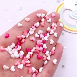 200Pcs Mix 5mm Pink Rose White Heart LOVE Nail Art Flat back Rhinestone Bead Scrapbook DIY Manicures Applique Accessories Crafts