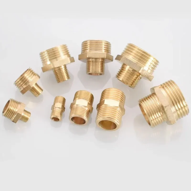 Tubo de latão Hex Nipple Fitting, rosca macho, acoplador adaptador rápido, conector para água, óleo, gás, ar, 1/8 \