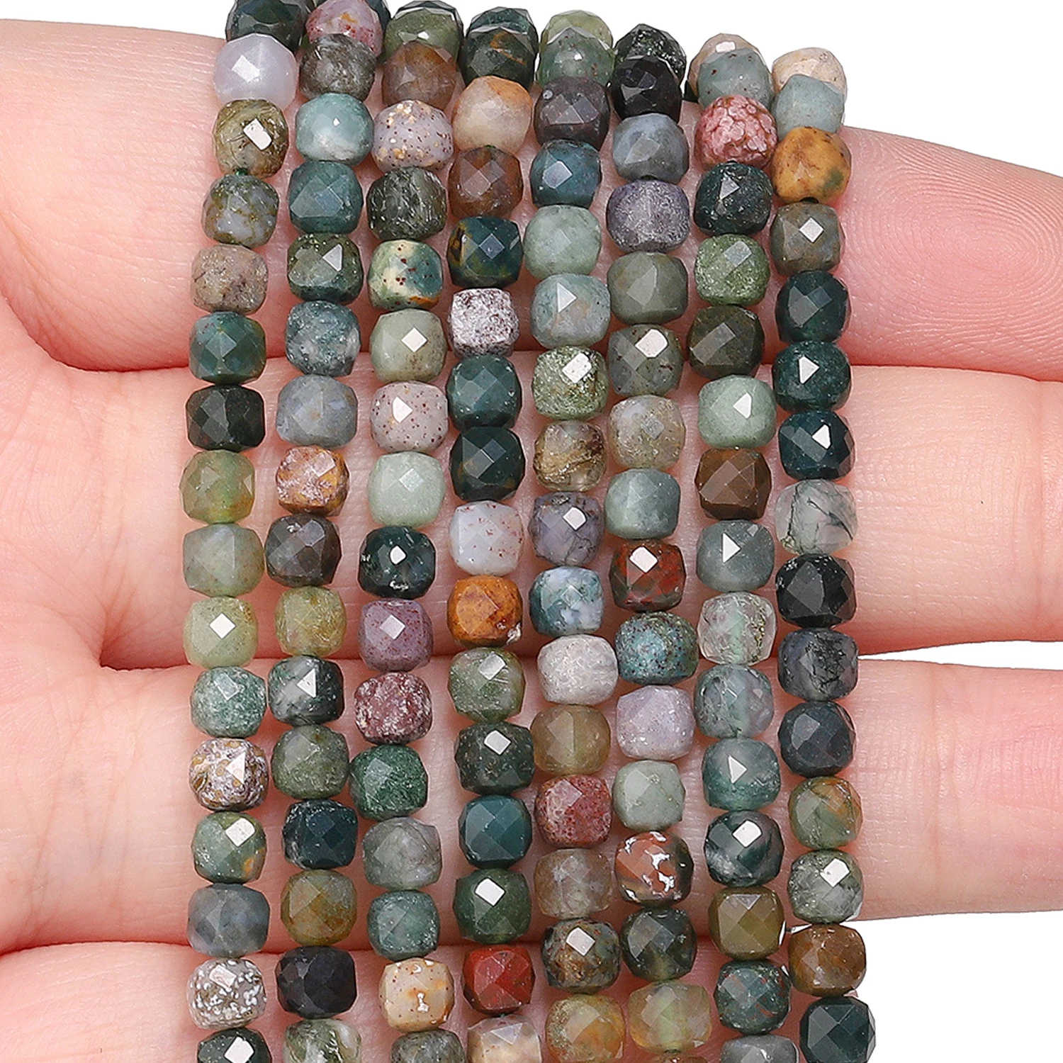 

AAA Natural Indian Agate Beads 3.8-4.3mm Faceted Square Cube Beads Loose Spacer Beads for Jewelry Making Diy Accessories