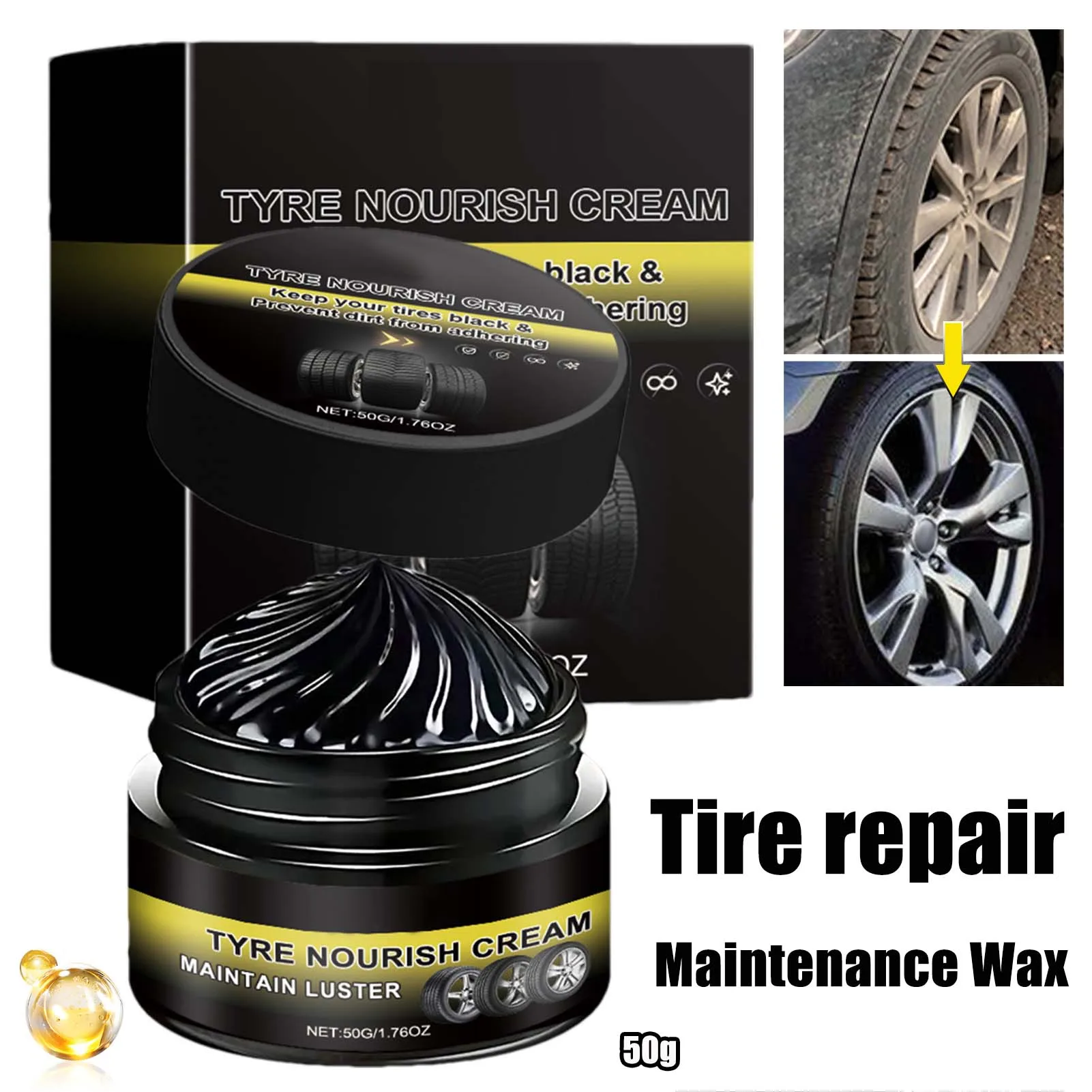 Car Tire Nourish Wax Cream Waterproof Truck Tire Polishing Wax Dirty-resistant Anti-UV Maintenance Wax Lasting Dirt Cleaning