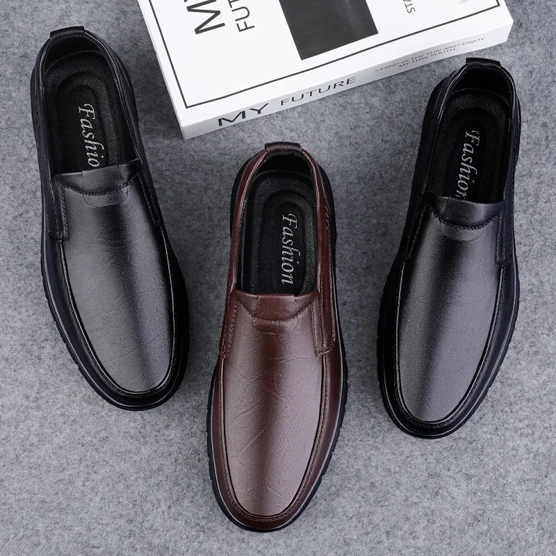 

Moccasins Business Leather Shoes Men's Leather Business High-End Soft Leather Soft Bottom Slip-on Loafers