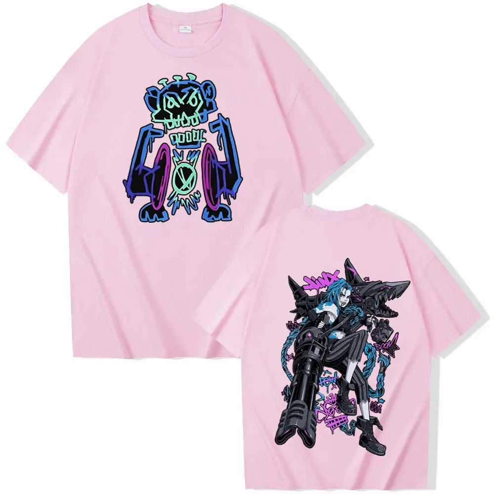 Arcane Jinx Graffiti T-shirt Man Women Harajuku O-neck Summer Casual tee Shirt game t shirt