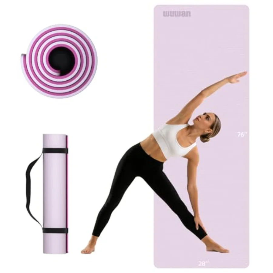 

Extra Long Yoga Mat for Tall Men and Women 10mm Thick 76x28in Non Slip TPE Exercise Mat with Carrying Strap Mat for Yoga Pilate