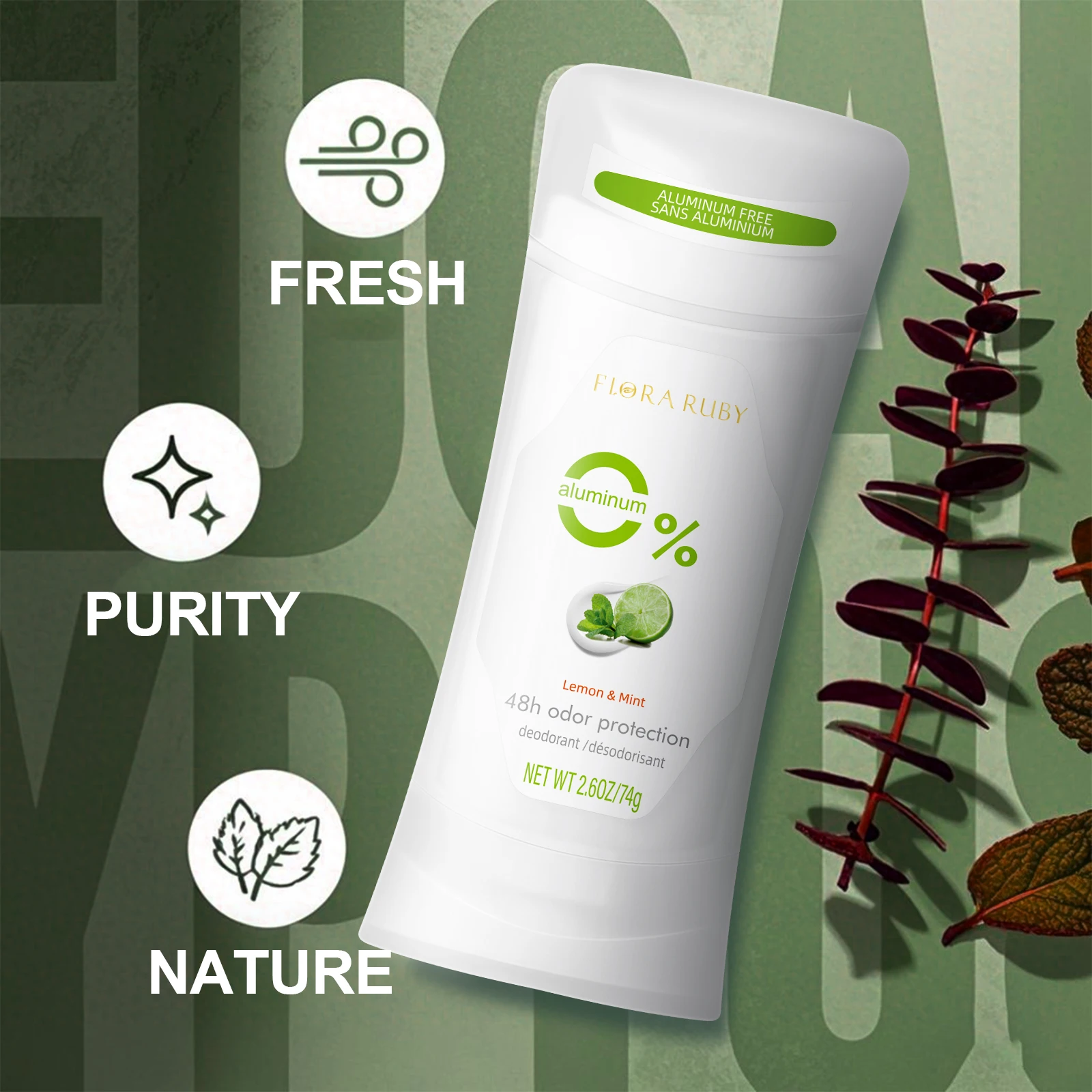 2 قطعة/المجموعة مزيل رائحة الجسم ، عصا مزيل العرق ، خالية من الألومنيوم ، مزيل الروائح الكريهة برائحة الزهور الطبيعية 48 ساعة ، جفاف طويل الأمد ومنعش