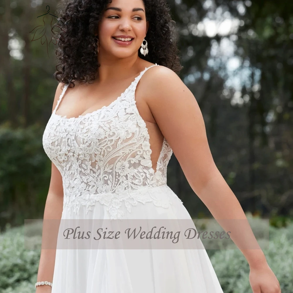 Classic Chiffon Wedding Dresses Plus Size Jewel Neck Sleeveless Bride Gowns Applique Sweep Train Side Silt A-Line Robe De Mariee