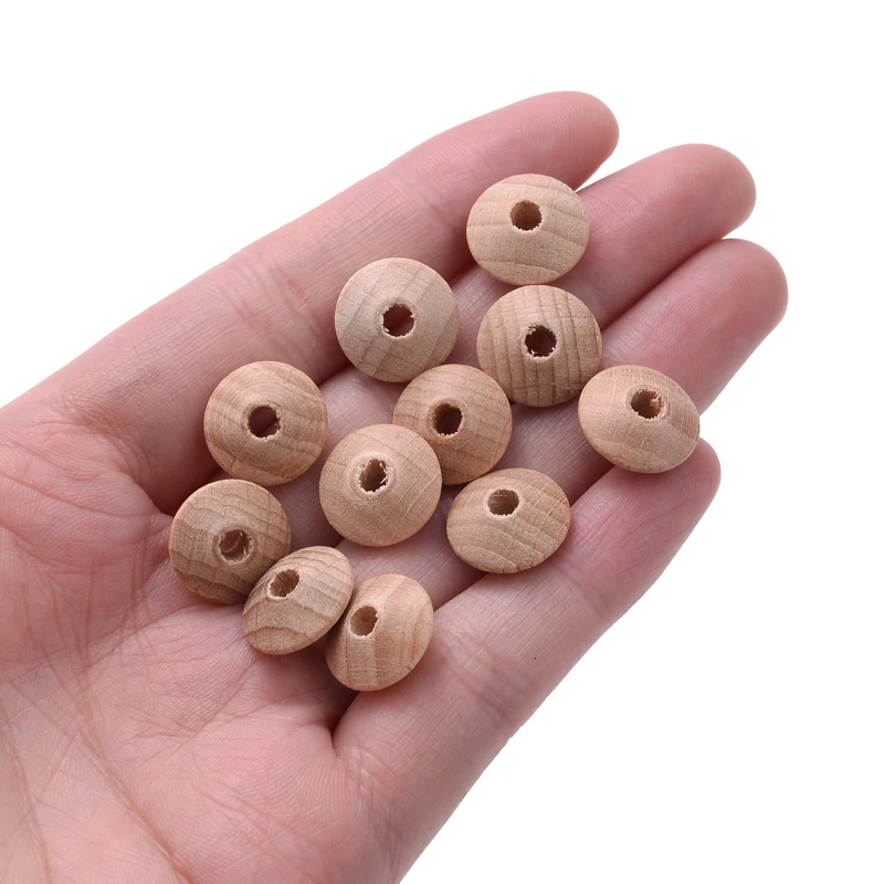 50pcs 12/14mm Natural Wood Bead Beech Wooden Abacus Beads for Teether Clips Nursing Toy Shower Gift DIY Pacifier Chain Accessory