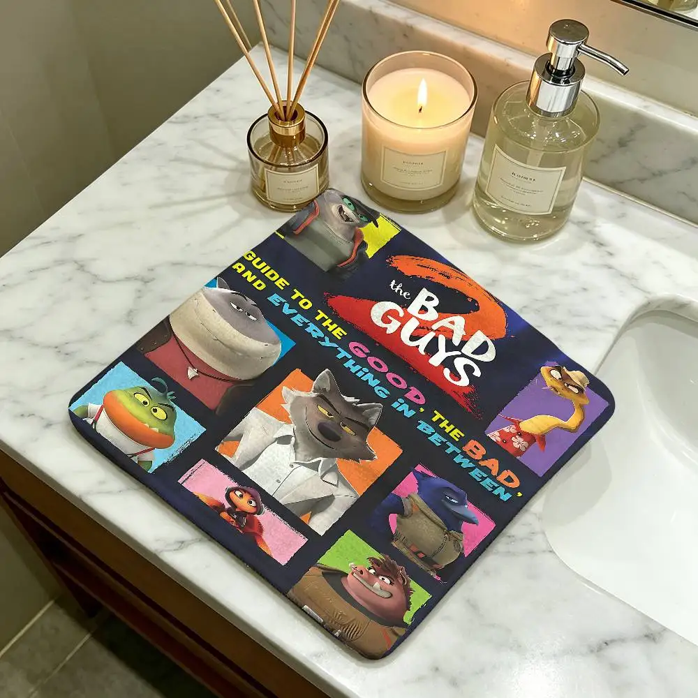 Cartoon T-The B-Bad Guys Polyester Cotton Hand Wiping Towel, Hanging Design, Durable for Household Restaurant Toilet Use