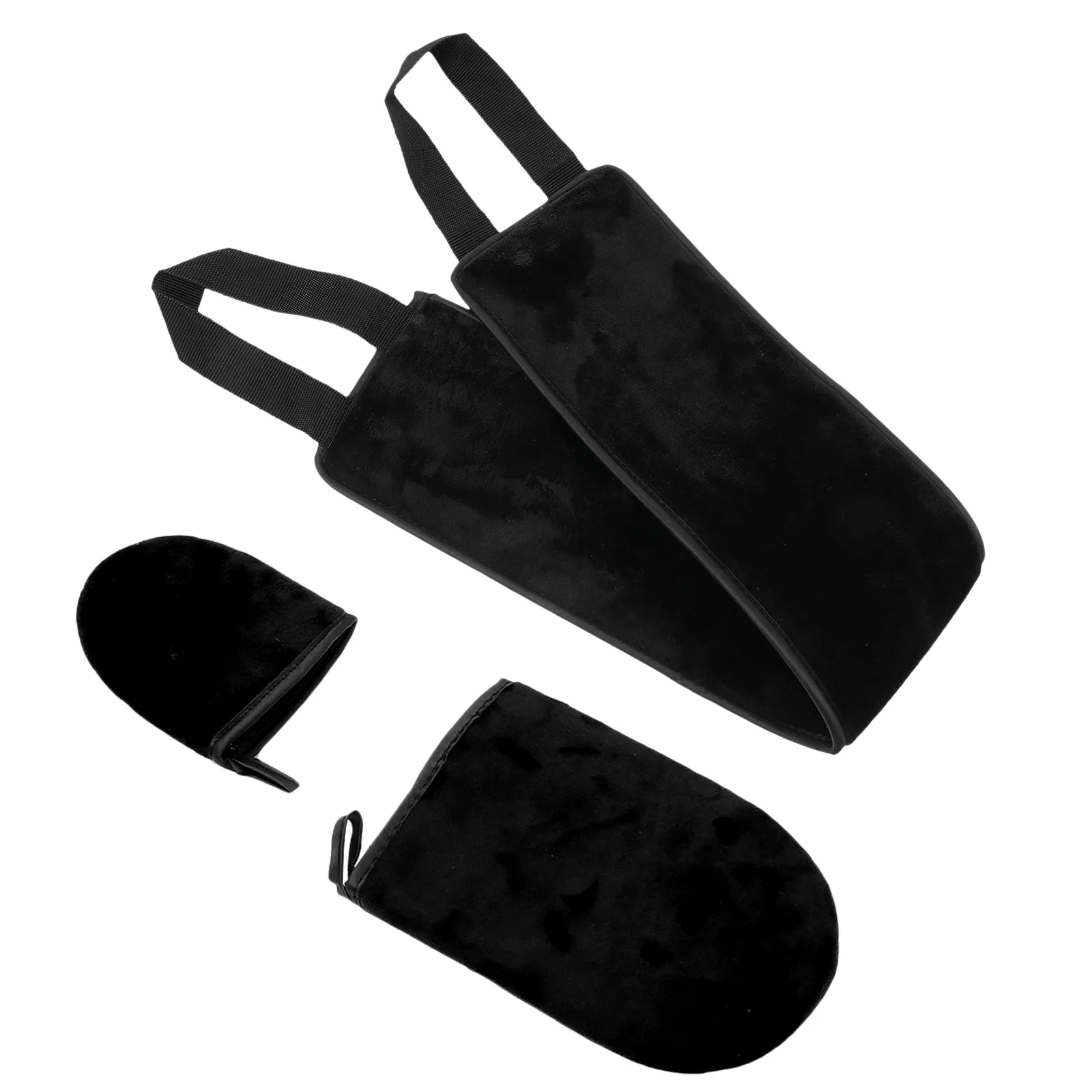 

3 Pcs Tanning Mitt Gloves Self Applicator Kit Flocked Oiled Exfoliating Fingerless Black Lotion Compact Durable