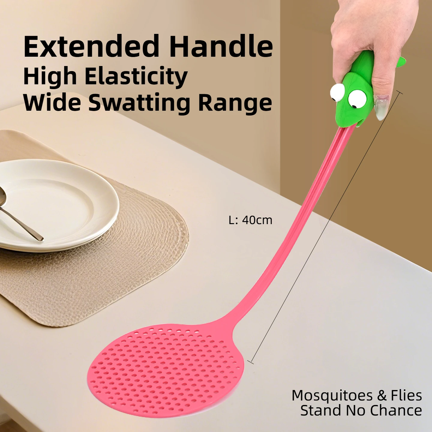 Picture 7: Joie Chameleon Fly Swatter Durable Mesh Plastic Long Handle Mosquito Killer Multi-function Household Summer Mosquito Swatter