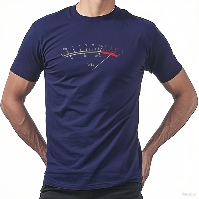 T-Shirt Rétro VU-Mètre Hi-Fi pour Homme, Vêtement en Coton, Imprimé Graphique Personnalisé, Cadeau pour Amoureux
