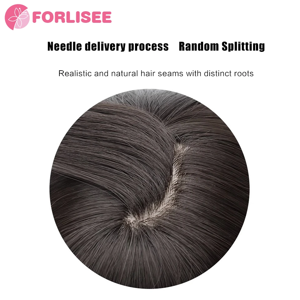 FORLISEE Synthetic 3D Bangs Wig Natural Forehead Invisible Whitening Hair Large Wave Hair Patch