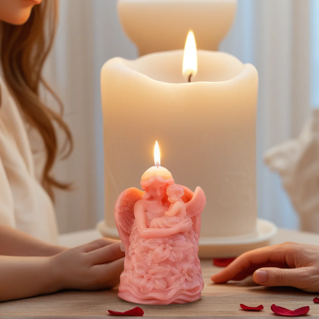 

DIY Scented Silicone Candle Mold in The Shape of Angels and Mothers Reusable Plaster Resin Molds for Candles Making Supplies