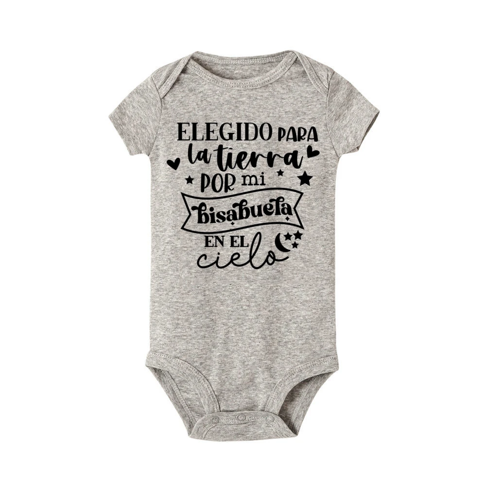 Elegido Para La Tierra Por Mi Bisabuela Cielo Baby Romper Girl Boy Print Jumpsuit Short Sleeve Bodysuit Summer Infant Gifts