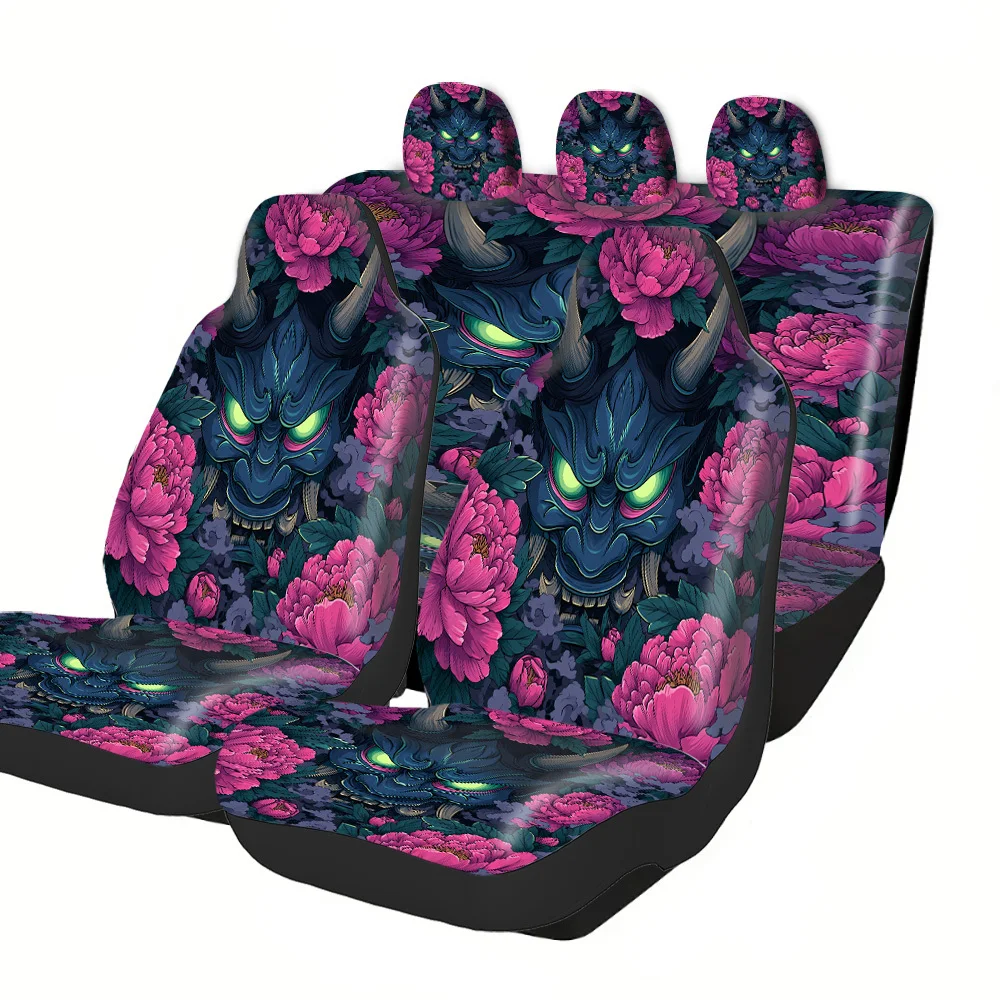 

2-5 Set Car Covers, Black War Horse Print, Polyester Fabric, Easy Install & Washable, Universal Fit, Non-Slip, Absorbent, Washab