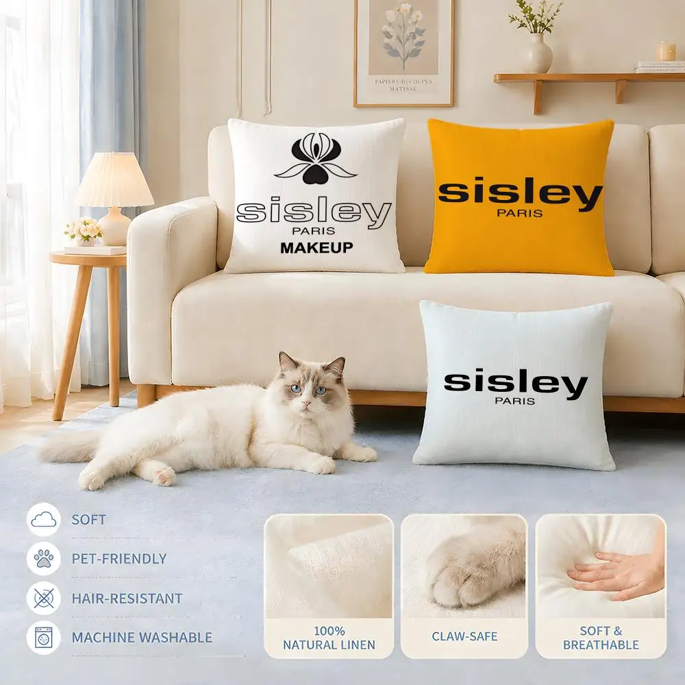 Fundas para cojines de sofá, aptas para gatos y perros, con logotipo de la marca S-Sisley ParisS, funda decorativa para cojines, funda de almohada para sillas, 45x45, 40x40