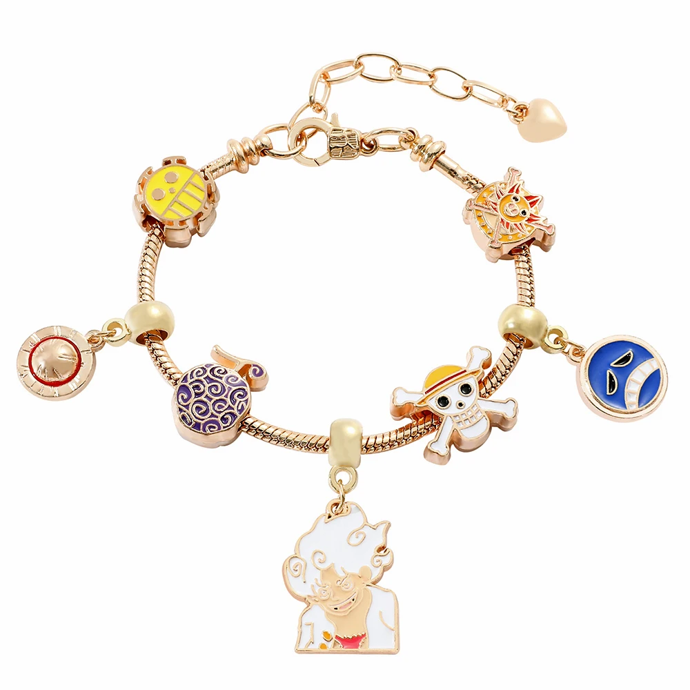 Anime bracelet, figurine, Straw Hat Luffy pirate bead chain, DIY pendant bracelet, birthday party gift for girls