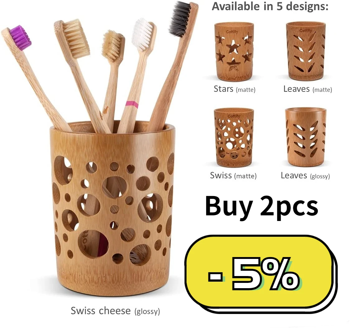 1pc Natural Bamboo Toothbrush Holder Bathroom Toothbrush Cup Drainage Quick Drying Bathroom Cup Toothpaste Holder Degradable Cup