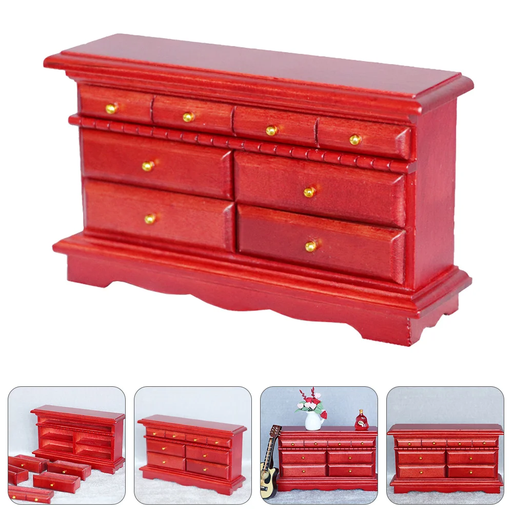 Mesita de noche de madera en miniatura, Mini muebles de simulación para decoración de casa, accesorios para casa pequeña, juego de adorno