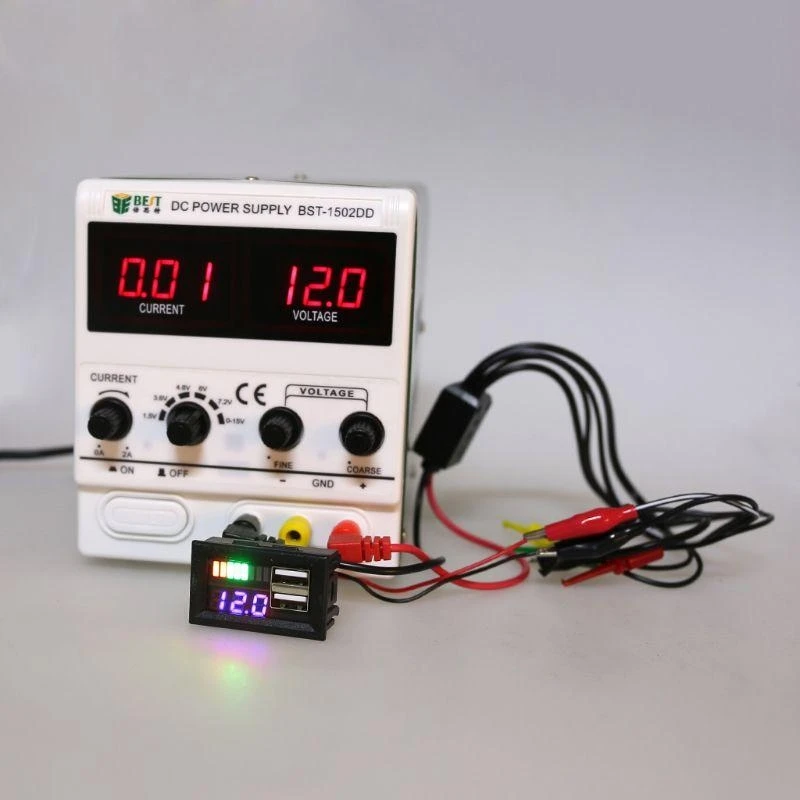 

JU64 Durable LED Digital Display Voltmeter Mini Meter Tester Panel For 12V Motorcycle Vehicle USB 5V2A Output