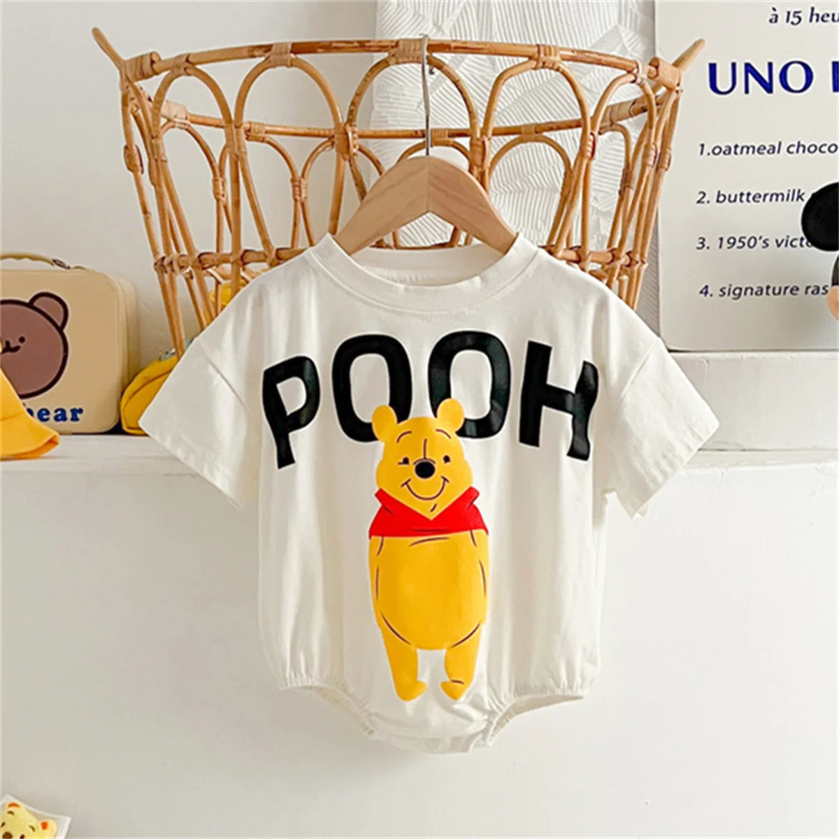 Disney Winnie Rompers Triangle Bag Fanny Coat Cotton Soft A Standard Baby Summer Clothes Climbing Suit Baby Clothing Bodysuits