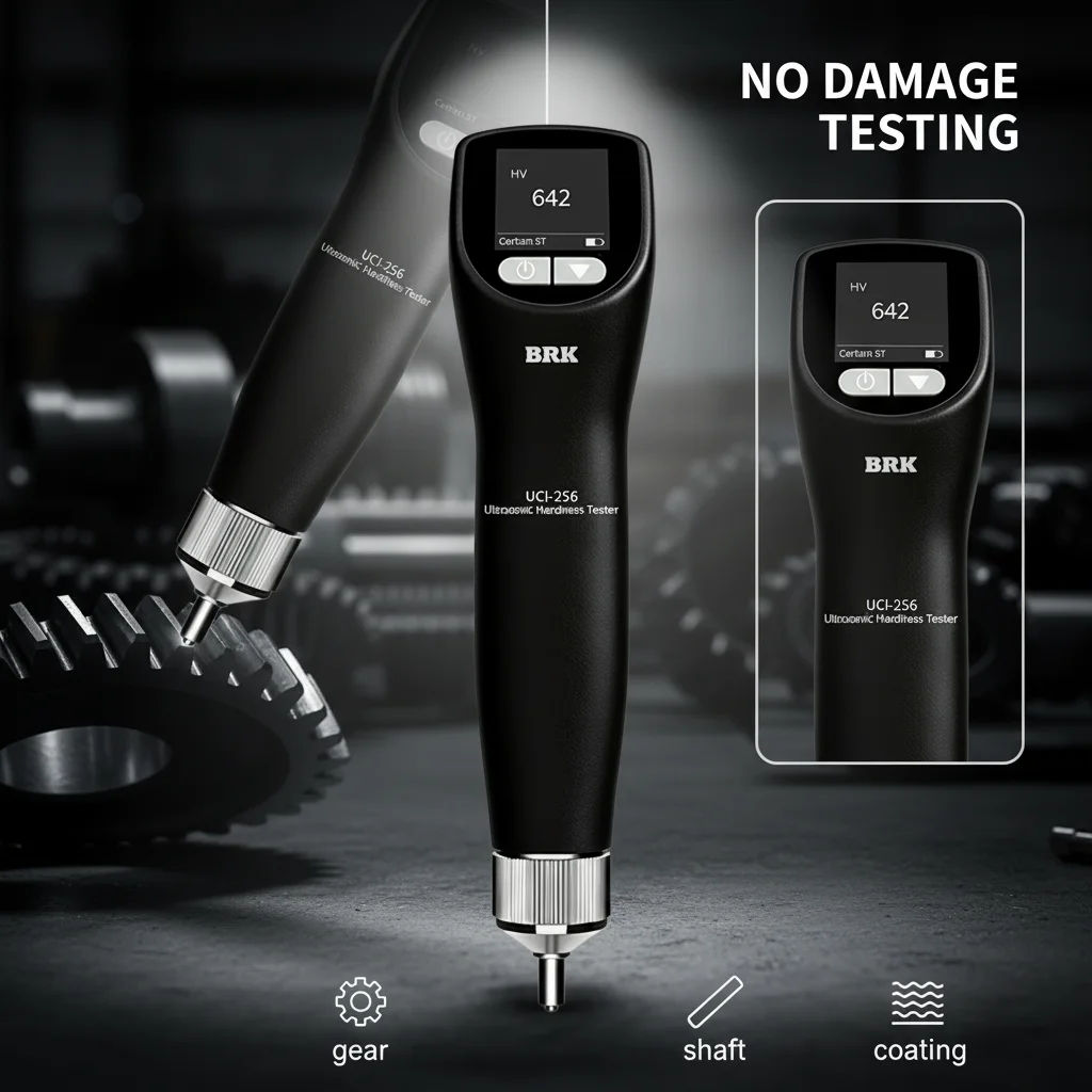 BRK UCI-256 Portable Hardness Tester 20N HB Scale 1 HV/0.1 HRC Resolution 4% Accuracy For Hardened Layer Coating Thin Wall