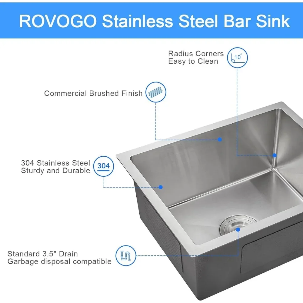 Imagem -03 - Undermount Kitchen Sink Retangular Apertado Radius Sink Única Tigela sob Montado Anti-noise 24x18x9 in Aço Inoxidável