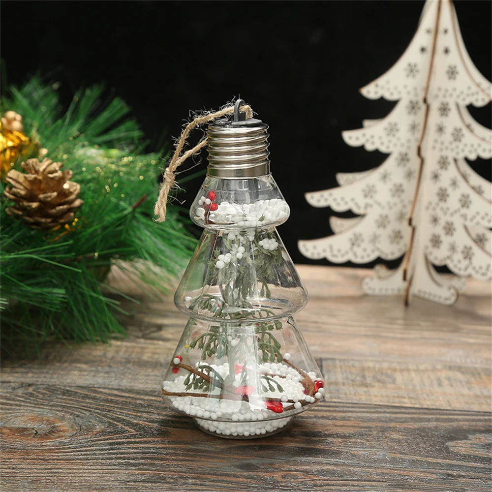 Plastic Christmas Lighting Ball Gift Christmas Tree Shape Home Decoration Hanging Pendant Fillable Clear Bauble Led Lamp