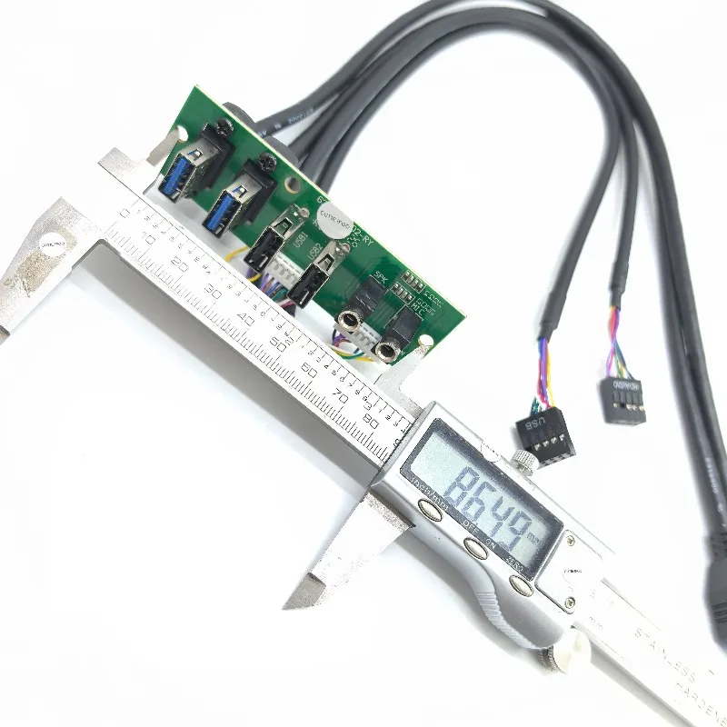 Motherboard Extension Front Panel Data Cable 19P 9Pin To 2-Port USB 2.0 3.0 3.5mm HD Audio Socket I/O Interface Cord 88mm x 27mm
