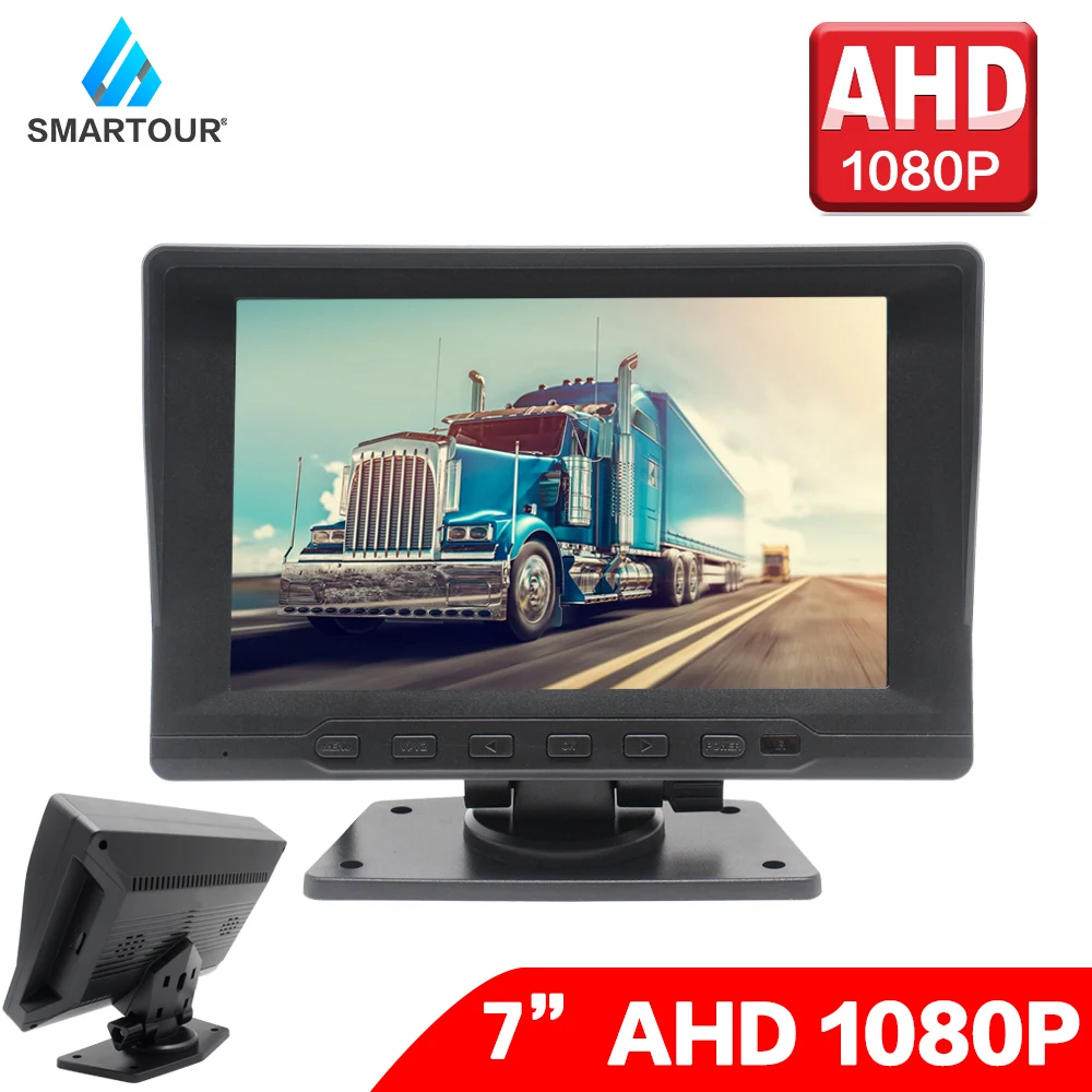 

Smartour AHD 1080P 7 Inch IPS Screen Truck Bus RV Vehicle Parking Monitor HD Front Rear View 4 Pin For AHD/CCD Camera