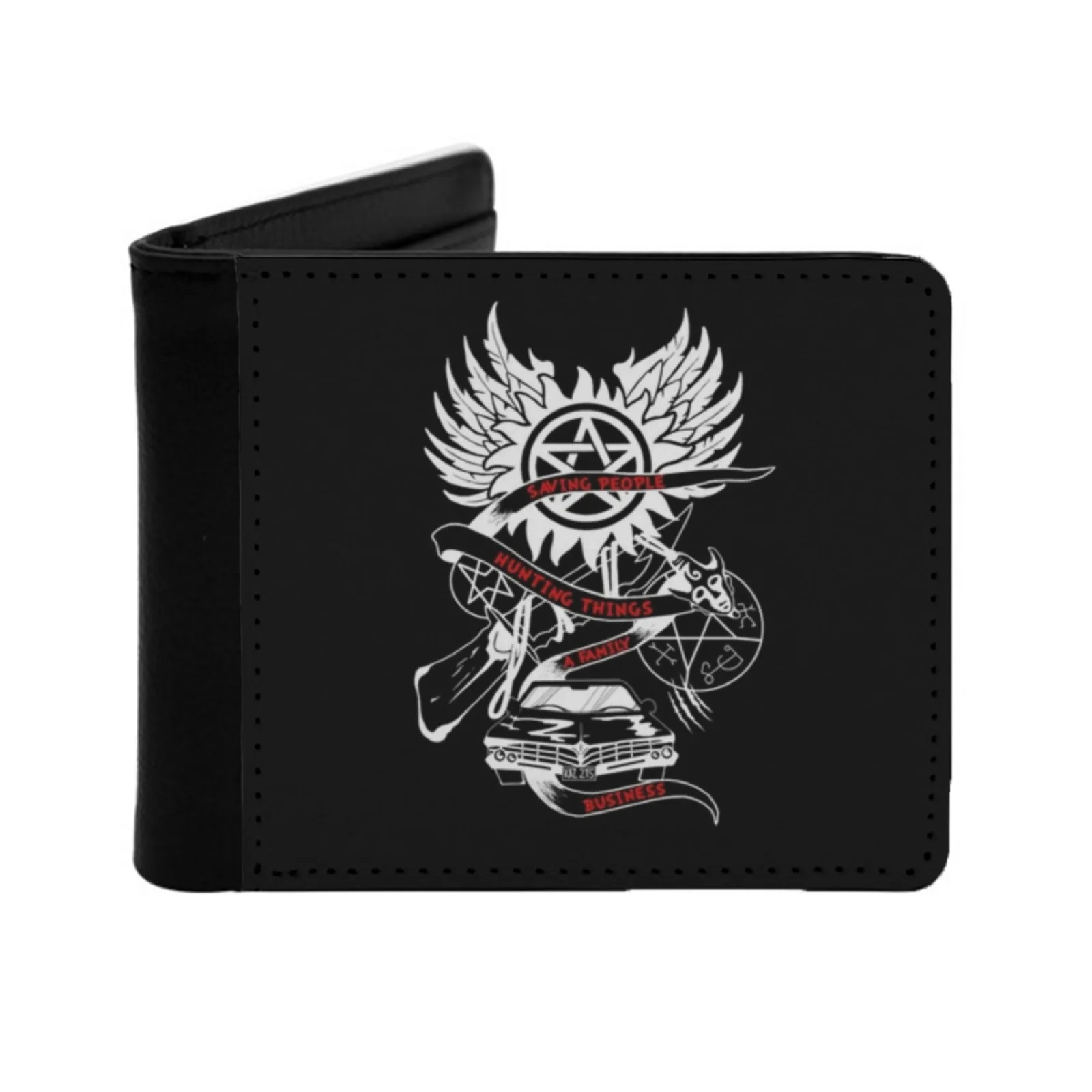 Supernatural Saving Hunting Things A Family Business Men's Wallet Pu Leather Wallet Multifunction Credit Card Purse