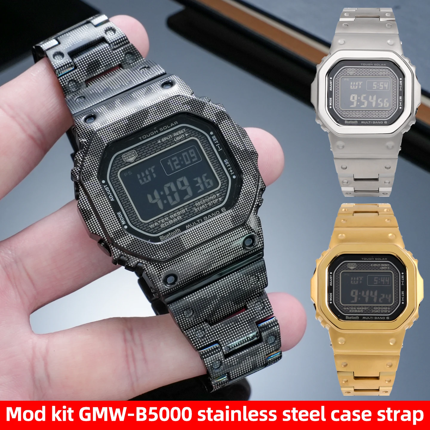

Корпус и ремешок из титанового сплава/нержавеющей стали B5000 для Casio GMW-B5000 GMWB5000, комплект для модификации, металлический безель и ремешок, набор деталей для часов.