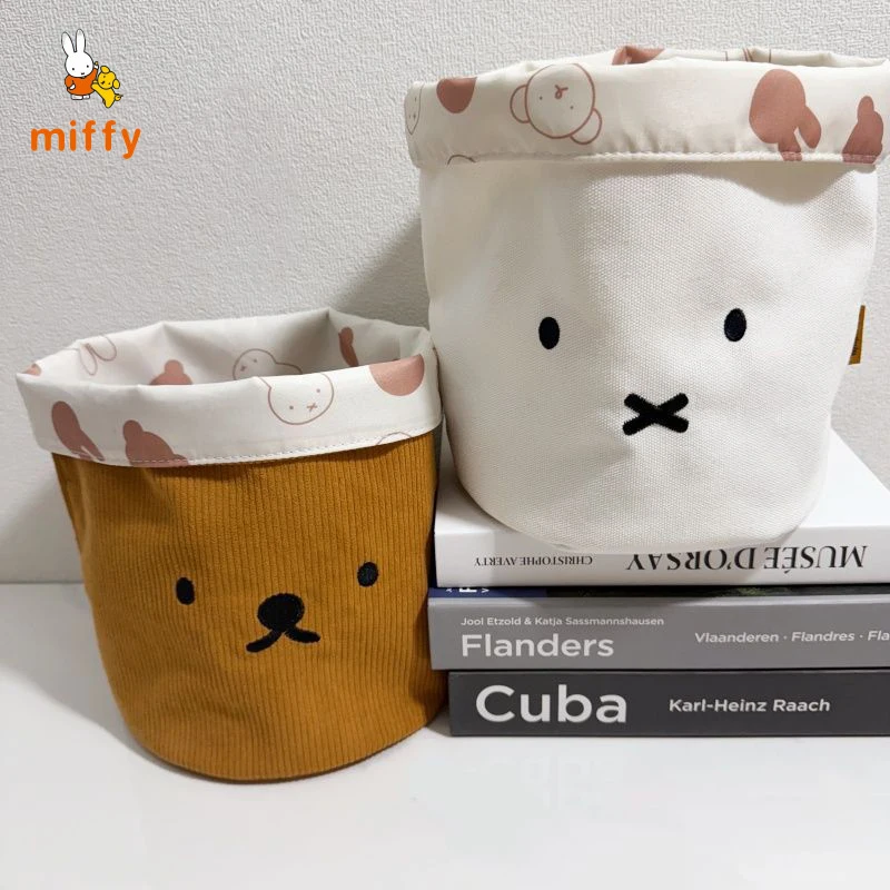

Kawaii Miffy Storage Basket Cartoon Canvas Desktop Decoration Dopamine Storage Bag Creative Home Anime Accessories Perfect Gifts