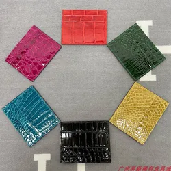 2023 Hand Sewn Wax Thread High Gloss Crocodile Leather Card Bag Business Card Clip For Men And Women's Luxury Card Holder 45