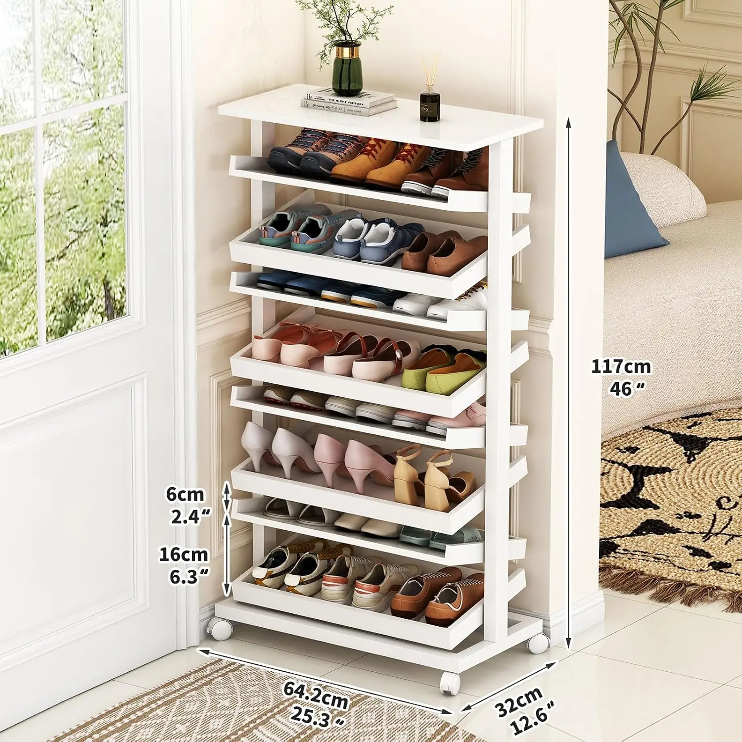 Shoe Rack for Closet, 8-Tier Tall Shoe Rack for Garage, Customized
