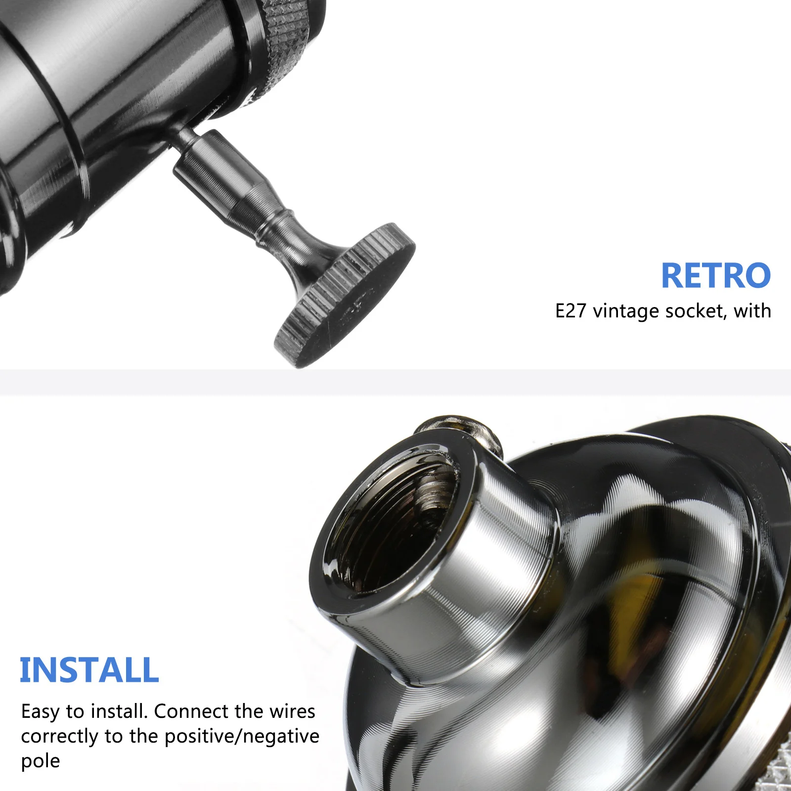 

Vintage E27 Lamp Socket Die Cast Aluminum Base For Edison Bulb Pendant Hanging Light Fixture Diy Lighting Decor Retro Heat