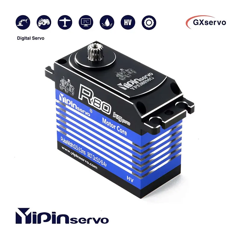 

GX Yipin 80KG 15T Metal HV High Torque Brushed Waterproof Core Motor Servos for 1/5 1/6 RC Model Car Accessories KRATON SCX6