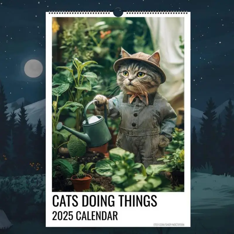 Funny Cat Doing Thing Calendar 2025 Cat Wall Calendar 12 Months Hangable Planner Calendar For Kids Adults