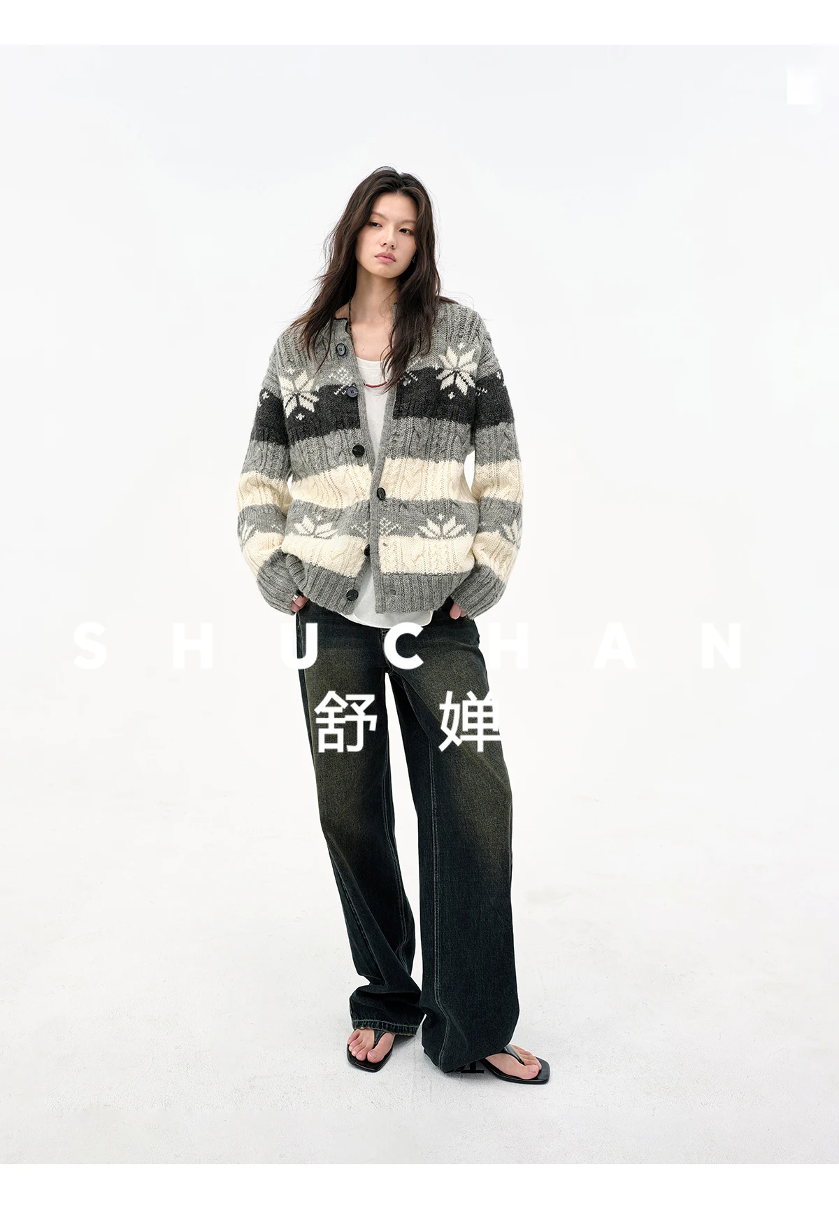 

1.2 Kg 100% Wool Island Jacquard Sweater Knitted Cardigan New Men's and Women's Tops Thick Warm Winter Casaco Feminino