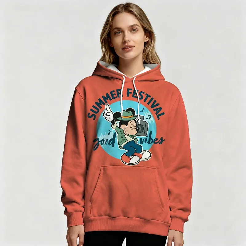 Sweat à capuche graphique Disney Mickey Mouse pour femme, pull chaud et décontracté, avec dessin animé rétro et Design inspiré de la musique, automne et hiver