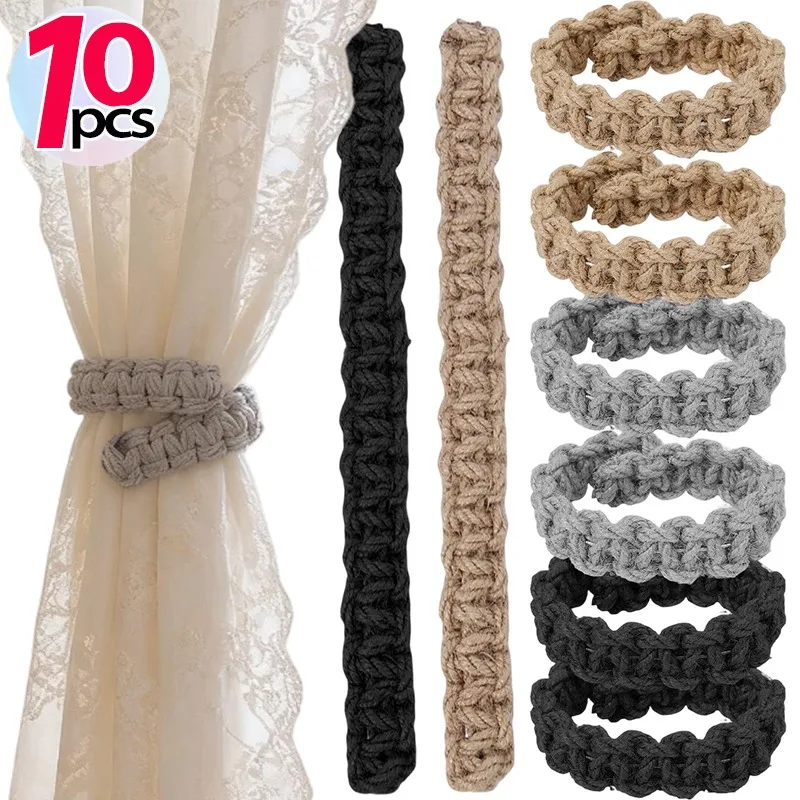 Cotton Rope Curtain Tieback Hand Woven Curtain Holder Strap Boho Farmhouse Window Drapery Tie Back Decorative Curtain Accessory