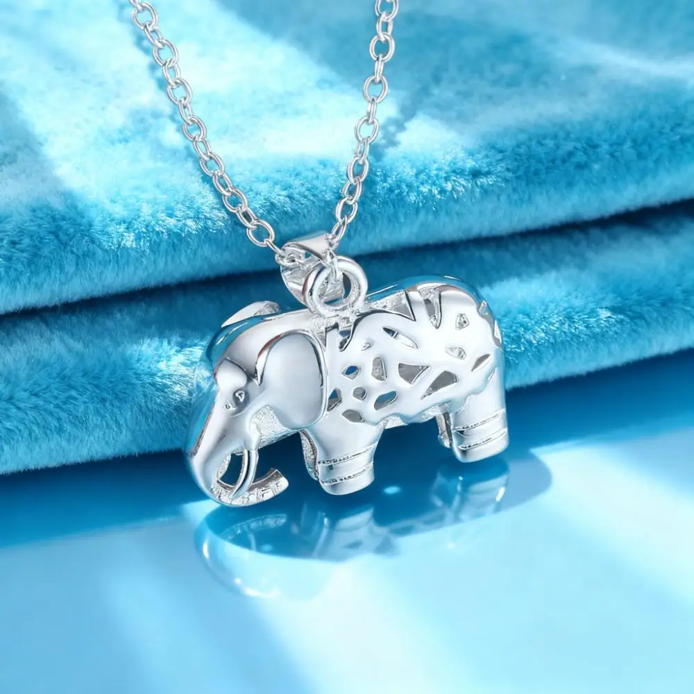 

HOT Holiday gifts 925 Sterling Silver Elephant Pendant Necklace for Women Fashion Party Designer Wedding Engagement Jewelry