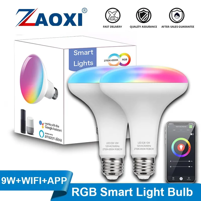 

ZAOXI Smart Graffiti Bluetooth LED Bulb 9W-RGBCW Google Alexa Home Voice Control APP Control Dimming Cool Warm Light Bulbs