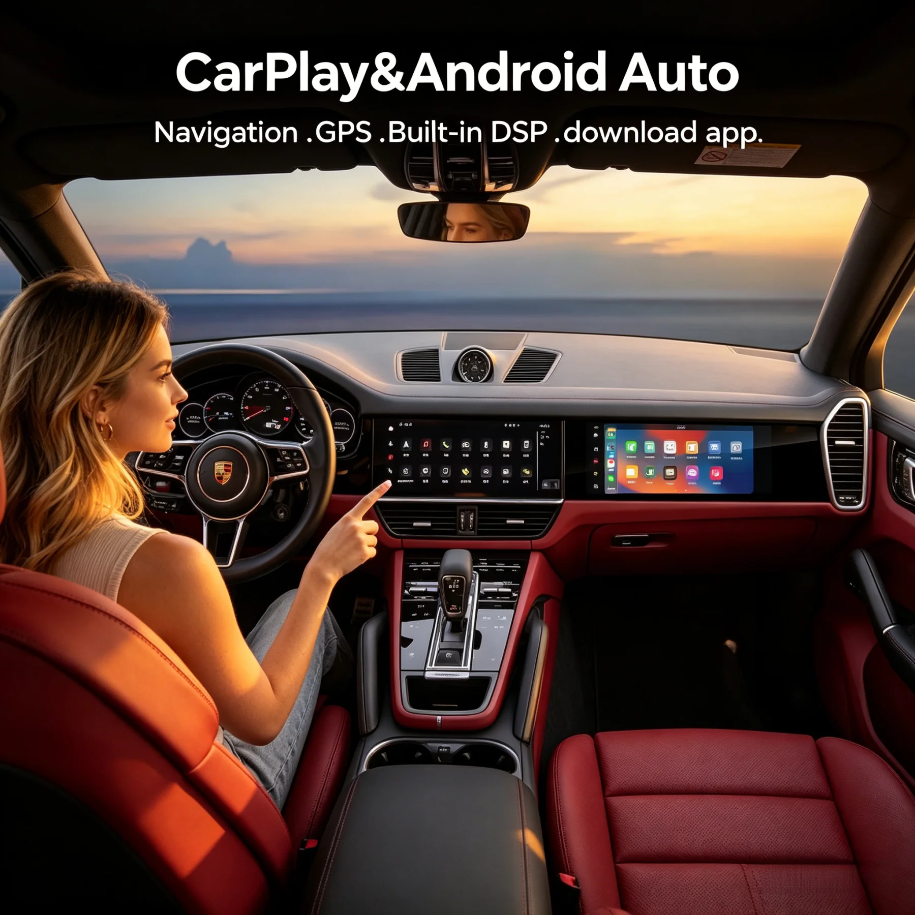 Car Co-pilot Screen For Porsche Cayenne 2018-2024 Passenger Entertainment System Multimedia Player Android Car Radio Head Unit
