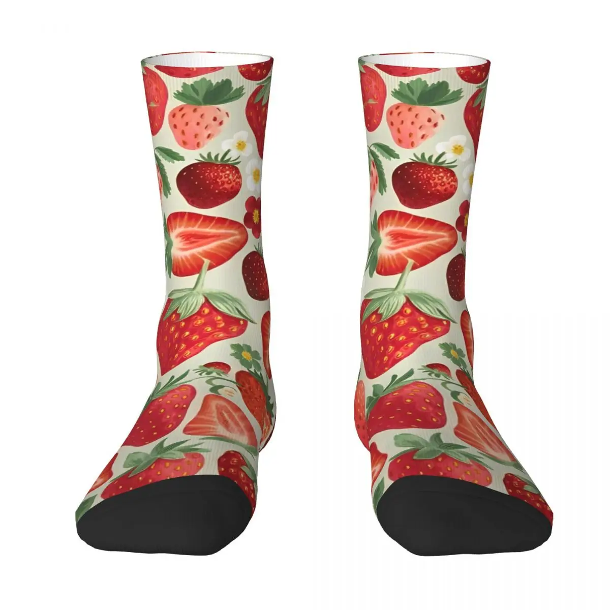 Strawberry And Flower Socks Funny Stockings Men Soft Breathable Outdoor Socks Winter Design Anti Skid Socks